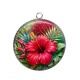 Pendentif Cabochon Argent - fleur exotique