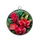 Pendentif Cabochon Argent - fleur exotique