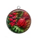Pendentif Cabochon Argent - fleur exotique