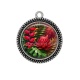 Pendentif Cabochon Argent - fleur exotique