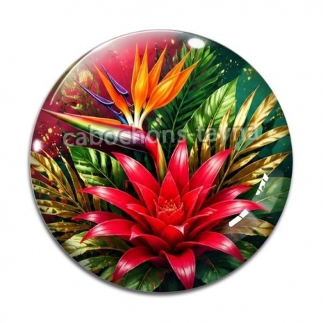 Cabochon Verre - fleur exotique
