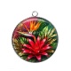 Pendentif Cabochon Argent - fleur exotique