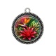 Pendentif Cabochon Argent - fleur exotique