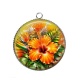 Pendentif Cabochon Argent - fleur exotique