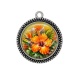 Pendentif Cabochon Argent - fleur exotique