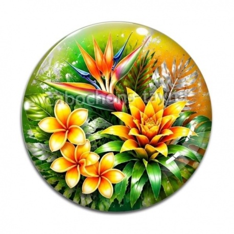 Cabochon Verre - fleur exotique