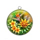 Pendentif Cabochon Argent - fleur exotique