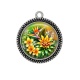 Pendentif Cabochon Argent - fleur exotique