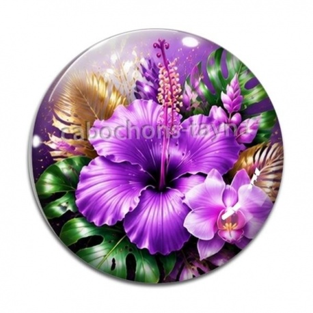 Cabochon Verre - fleur exotique