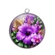 Pendentif Cabochon Argent - fleur exotique