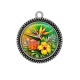Pendentif Cabochon Argent - fleur exotique