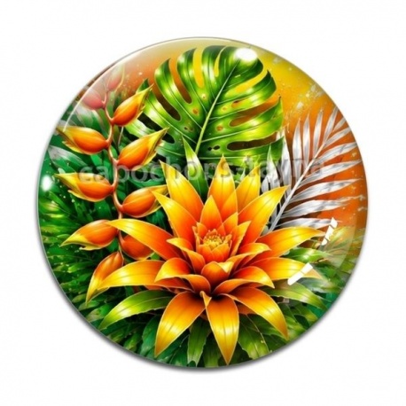 Cabochon Verre - fleur exotique