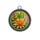 Pendentif Cabochon Argent - fleur exotique