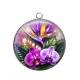 Pendentif Cabochon Argent - fleur exotique