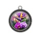 Pendentif Cabochon Argent - fleur exotique