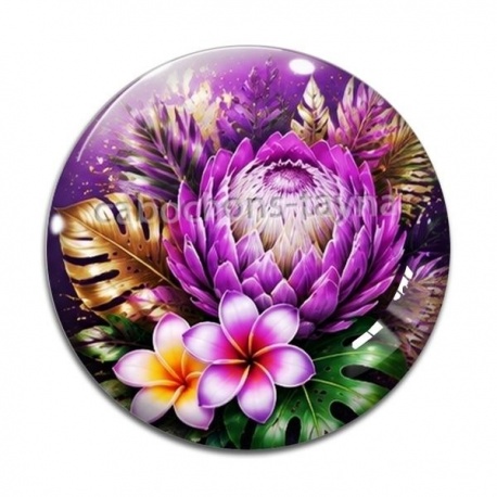 Cabochon Verre - fleur exotique