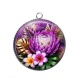 Pendentif Cabochon Argent - fleur exotique