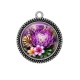 Pendentif Cabochon Argent - fleur exotique