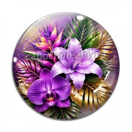 Cabochon Verre - fleur exotique