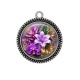 Pendentif Cabochon Argent - fleur exotique