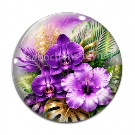 Cabochon Verre - fleur exotique