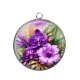 Pendentif Cabochon Argent - fleur exotique