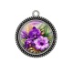 Pendentif Cabochon Argent - fleur exotique