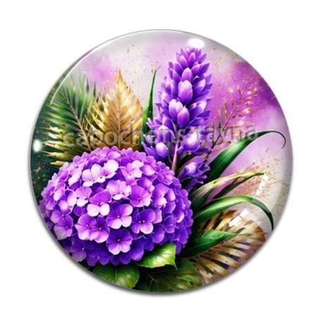 Cabochon Verre - fleur exotique