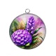 Pendentif Cabochon Argent - fleur exotique
