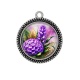 Pendentif Cabochon Argent - fleur exotique