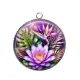 Pendentif Cabochon Argent - fleur exotique