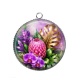 Pendentif Cabochon Argent - fleur exotique