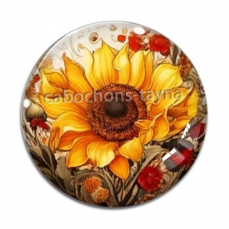 Cabochon Verre - tournesol