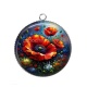 Pendentif Cabochon Argent - coquelicot