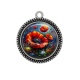 Pendentif Cabochon Argent - coquelicot