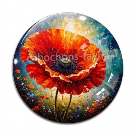 Cabochon Verre - coquelicot