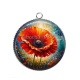 Pendentif Cabochon Argent - coquelicot