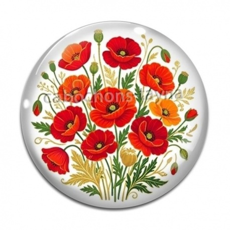 Cabochon Verre - coquelicot