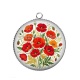 Pendentif Cabochon Argent - coquelicot