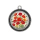 Pendentif Cabochon Argent - coquelicot