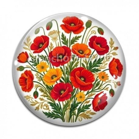 Cabochon Verre - coquelicot