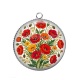 Pendentif Cabochon Argent - coquelicot
