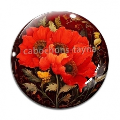 Cabochon Verre - coquelicot