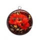 Pendentif Cabochon Argent - coquelicot