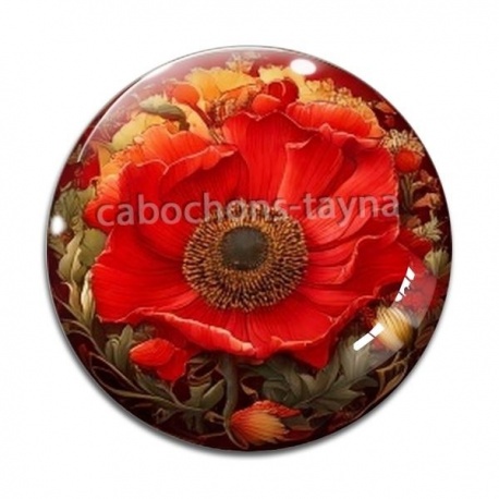 Cabochon Verre - coquelicot
