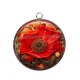 Pendentif Cabochon Argent - coquelicot