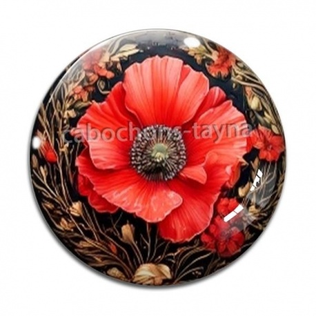 Cabochon Verre - coquelicot