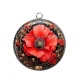 Pendentif Cabochon Argent - coquelicot