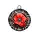Pendentif Cabochon Argent - coquelicot