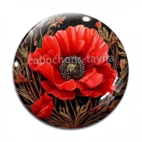 Cabochon Verre - coquelicot